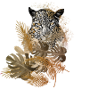 leopard, katze,wildkatze,malerei,blätter,gold