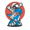 Astronaut rides on Dino gift