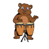 Comic Bear joue des percussions