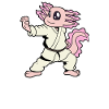 Comic Axolotl makes karate