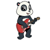 Comic Pandabär plays electric guitar