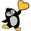 Friendly penguin shows heart