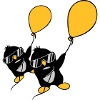 2 balloon penguins flying