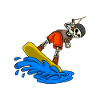 Wakeboarder Skeleton sur le wakeboard