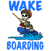 Wakeboarder Skeleton sur le wakeboard