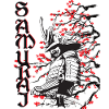 Samurai mit Kirschblüten