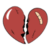 cartoon broken heart red
