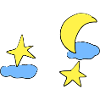 clouds stars moon sky night