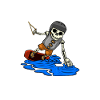 Wakeboarder Skeleton On The Wakeboarding