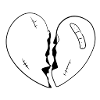 cartoon broken heart red