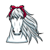 Cheval blanc avec chevaux bandana