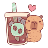 Süßes Capybara liebt Eiskaffee