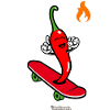 Chili Pepper Chillig on Skateboard
