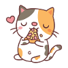 Cute Calico Cat Eating Pizza