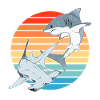 Requin-marteau et grand requin blanc