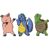 Dinosaur Pig Turtle Dabbing