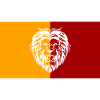 Lion with yellow red background