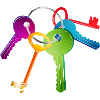 Brightly coloured keychain with key