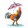 rooster in the rain
