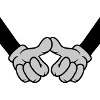 Thumbs touch welcome friends