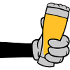 Bierglas anstoßen Comic Hand