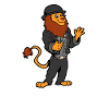 Comic lion as carpenter