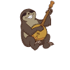 Comic sloth plays banjo
