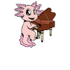 Comic Axolotl joue du piano