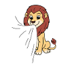 Lion eats fabric