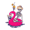 Skeleton Cocktail Flamingo Summer