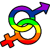 Gender hetero logo with rainbow