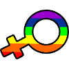 Gender woman logo with rainbow
