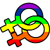 Gender lesbian logo with rainbow