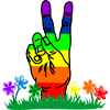 Rainbow hand peace in flowers