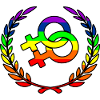 Rainbow lesbies proud logo laurel wreath
