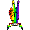 Regenbogen Friedenslogo Hand mit Friedenszeichen