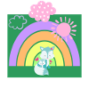 Baby & Mama Wolf with Rainbow