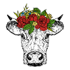 Cow's head with flowers