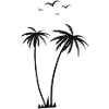 Palm trees and birds