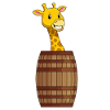 Girafe avec tonneau