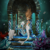 Cute little mermaid with fantasy fish