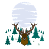 Hirsch Mond Geweih mit Hirschgeweih