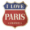 Parijs Frankrijk Stad I Love Vintage Retro Sign