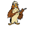Owl with Rifle - Hunter