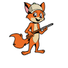 Fox with rifle - Hunter
