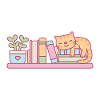 Livres, plantes et chat