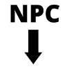 Design "NPC" con fondo freccia in nero