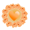 Orange heart in flowers