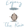 Illustrated hedgehog in the rain