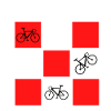 VÉLO CARRÉS ROUGE BLANC